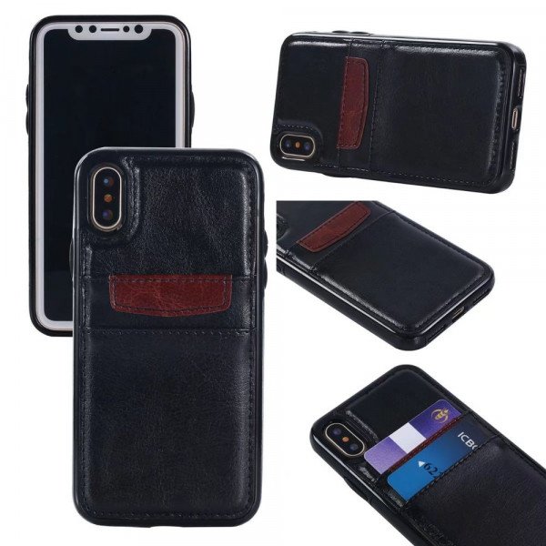 Wholesale iPhone XS / X Leather Style Credit Card Case (Black)